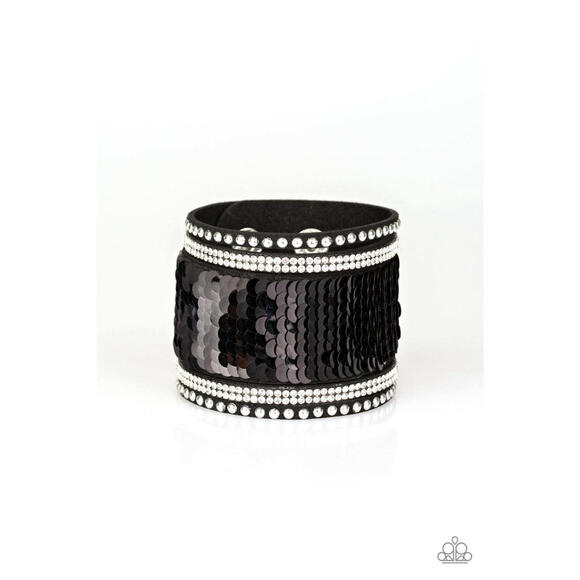 PaparazI Sequin Reversible Pink/Black Bracelet/MERMAIDS Have More Fun - Pink - Picture 2 of 4